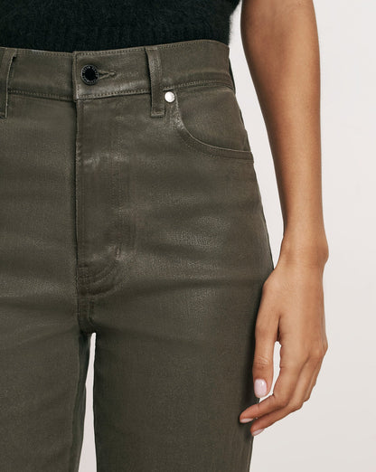 Veronica Beard | Crosbie Slim Wide-Leg Jean in Dark Green Loden Loden