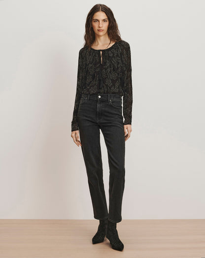 Veronica Beard | Marlena Beaded Long-Sleeve Blouse in Black Black