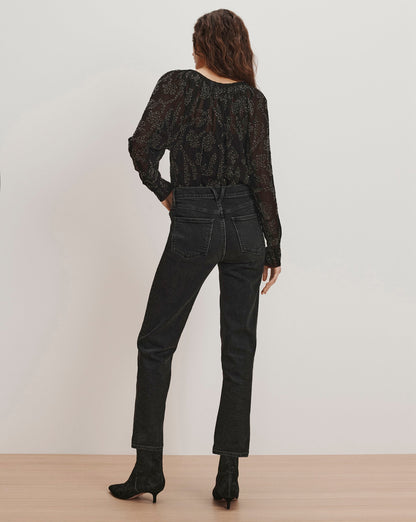Veronica Beard | Marlena Beaded Long-Sleeve Blouse in Black Black