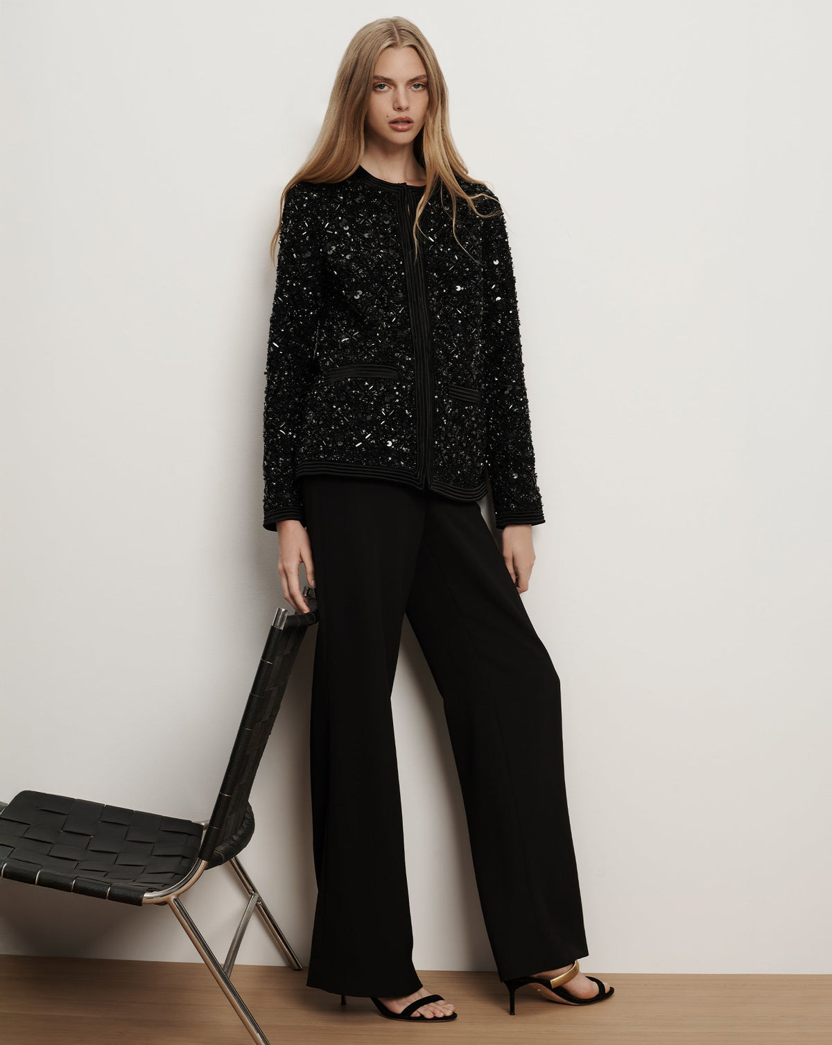 Veronica Beard | Rosine Sequin Embellished Jacket in Black Black