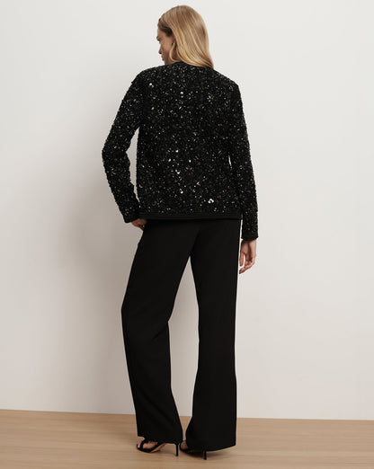 Veronica Beard | Rosine Sequin Embellished Jacket in Black Black