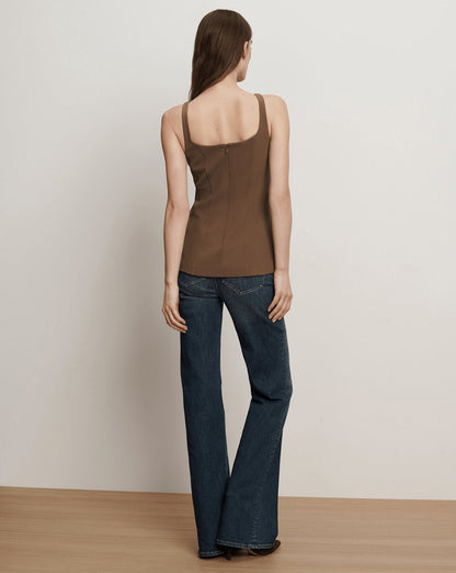 Veronica Beard | Liana Button-Up Vest in Brown Walnut Walnut