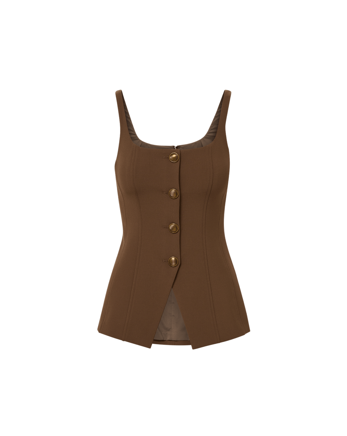 Veronica Beard | Liana Button-Up Vest in Brown Walnut Walnut