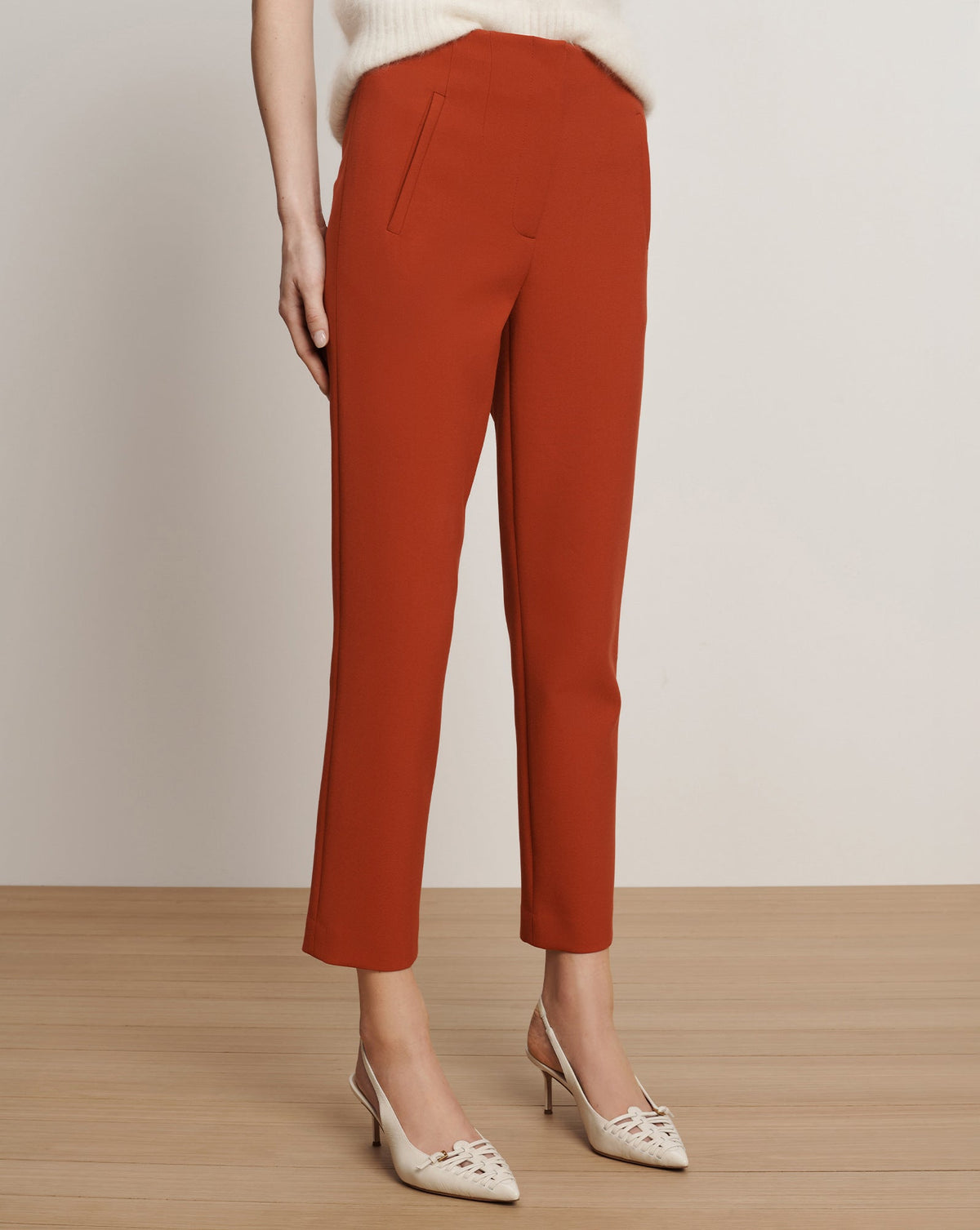 Veronica Beard | Stila Slim Cropped Pant in Carnelian Red Carnelian Red