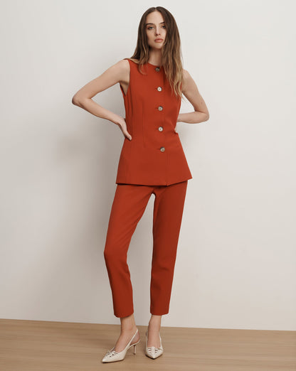 Veronica Beard | Stila Slim Cropped Pant in Carnelian Red Carnelian Red