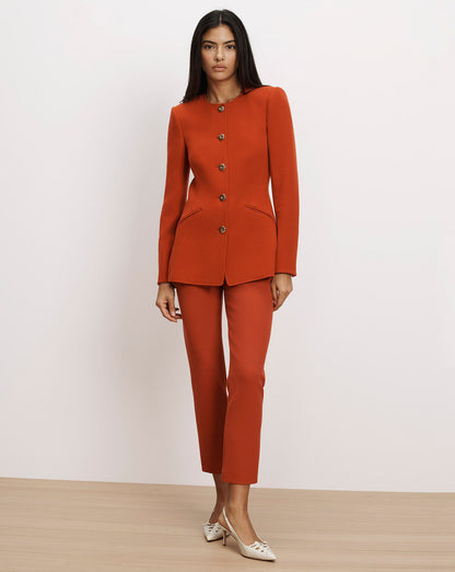 Veronica Beard | Stila Slim Cropped Pant in Carnelian Red Carnelian Red