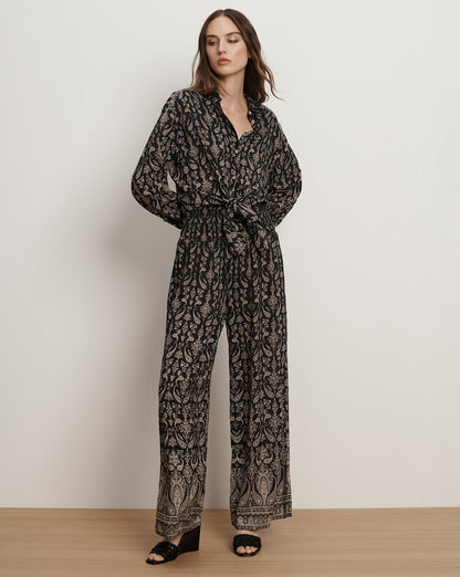 Veronica Beard | Lloyd Paisley Button-Down Shirt in Black Multi Black Multi