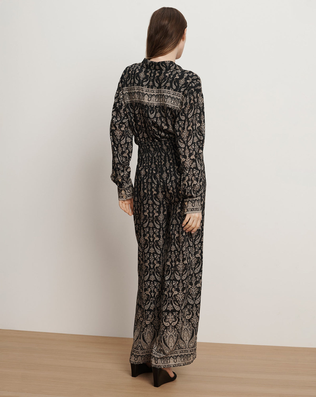 Veronica Beard | Lloyd Paisley Button-Down Shirt in Black Multi Black Multi