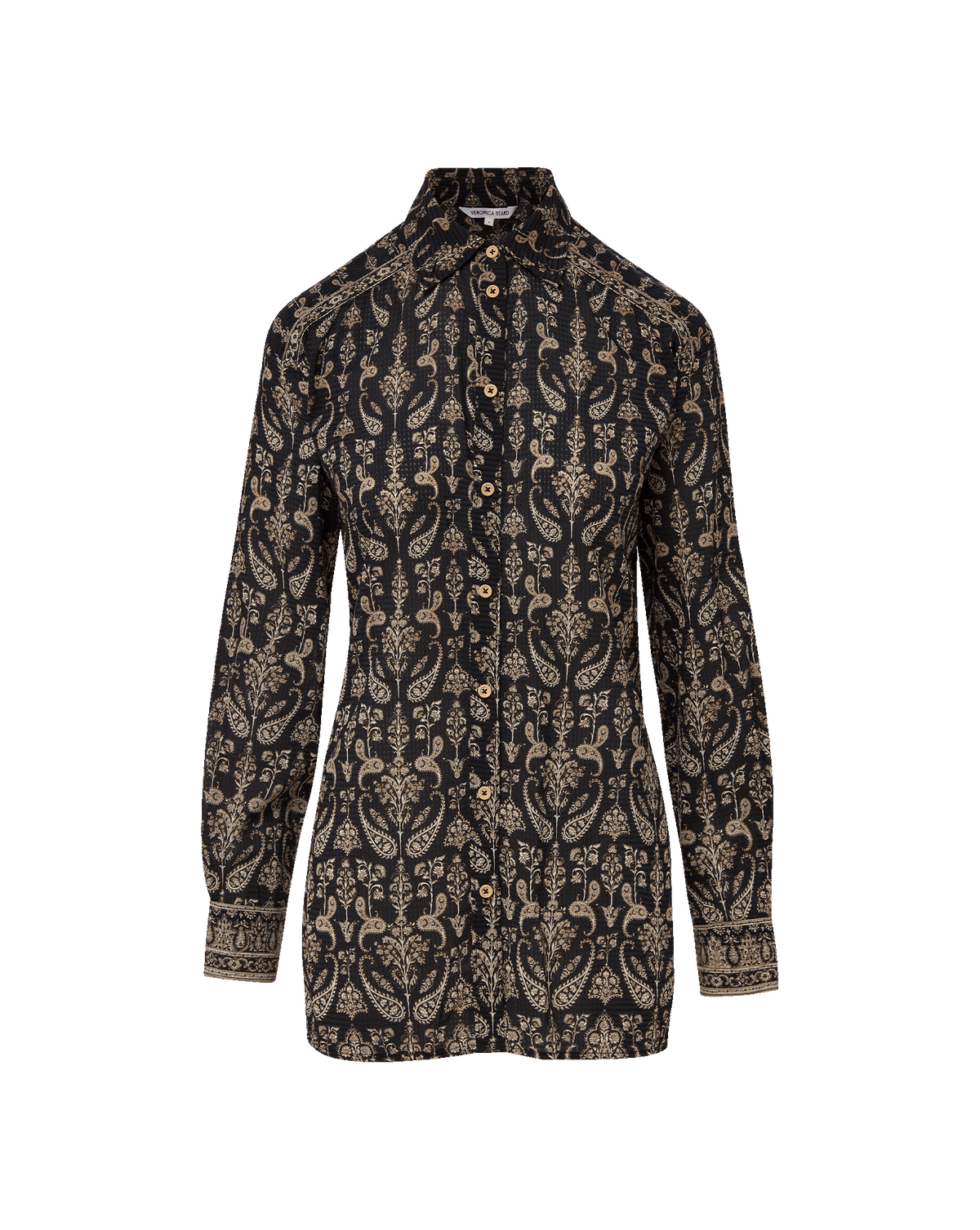 Veronica Beard | Lloyd Paisley Button-Down Shirt in Black Multi Black Multi