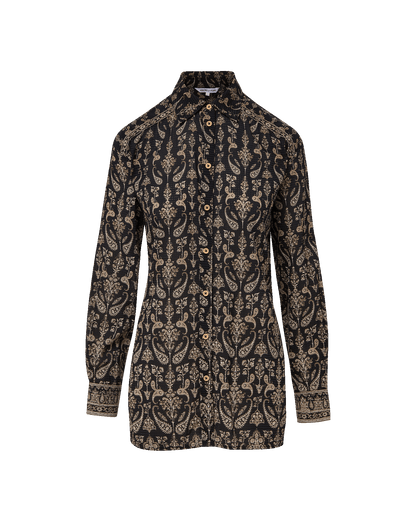 Veronica Beard | Lloyd Paisley Button-Down Shirt in Black Multi Black Multi