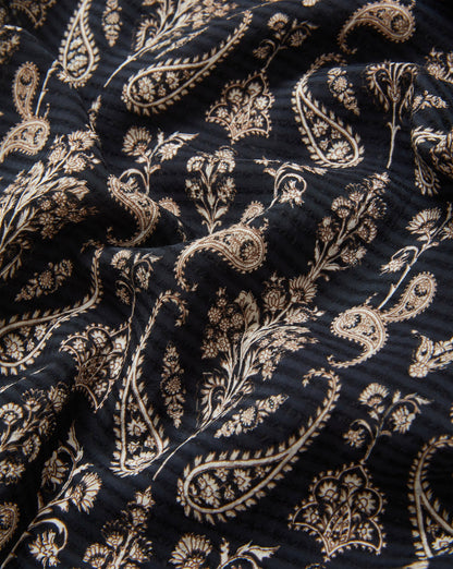 Veronica Beard | Callaway Smocked Wide-Leg Pant in Black Paisley Multi Black Multi
