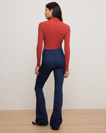 Veronica Beard | Beverly Skinny-Flare Trouser Jean in Indigo Rinse Indigo Rinse