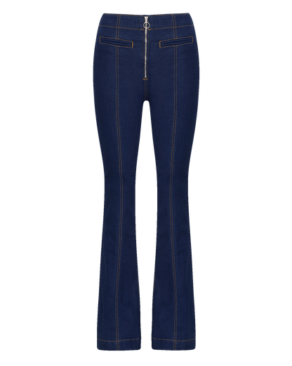 Veronica Beard | Beverly Skinny-Flare Trouser Jean in Indigo Rinse Indigo Rinse