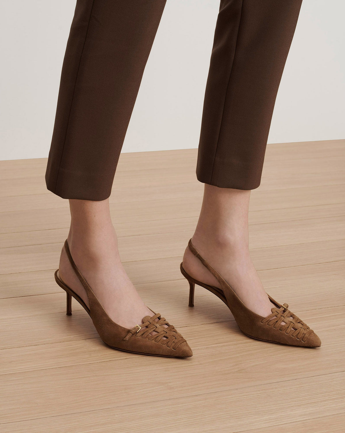 Veronica Beard | Rashida Woven Slingback Heel in Chestnut Chestnut