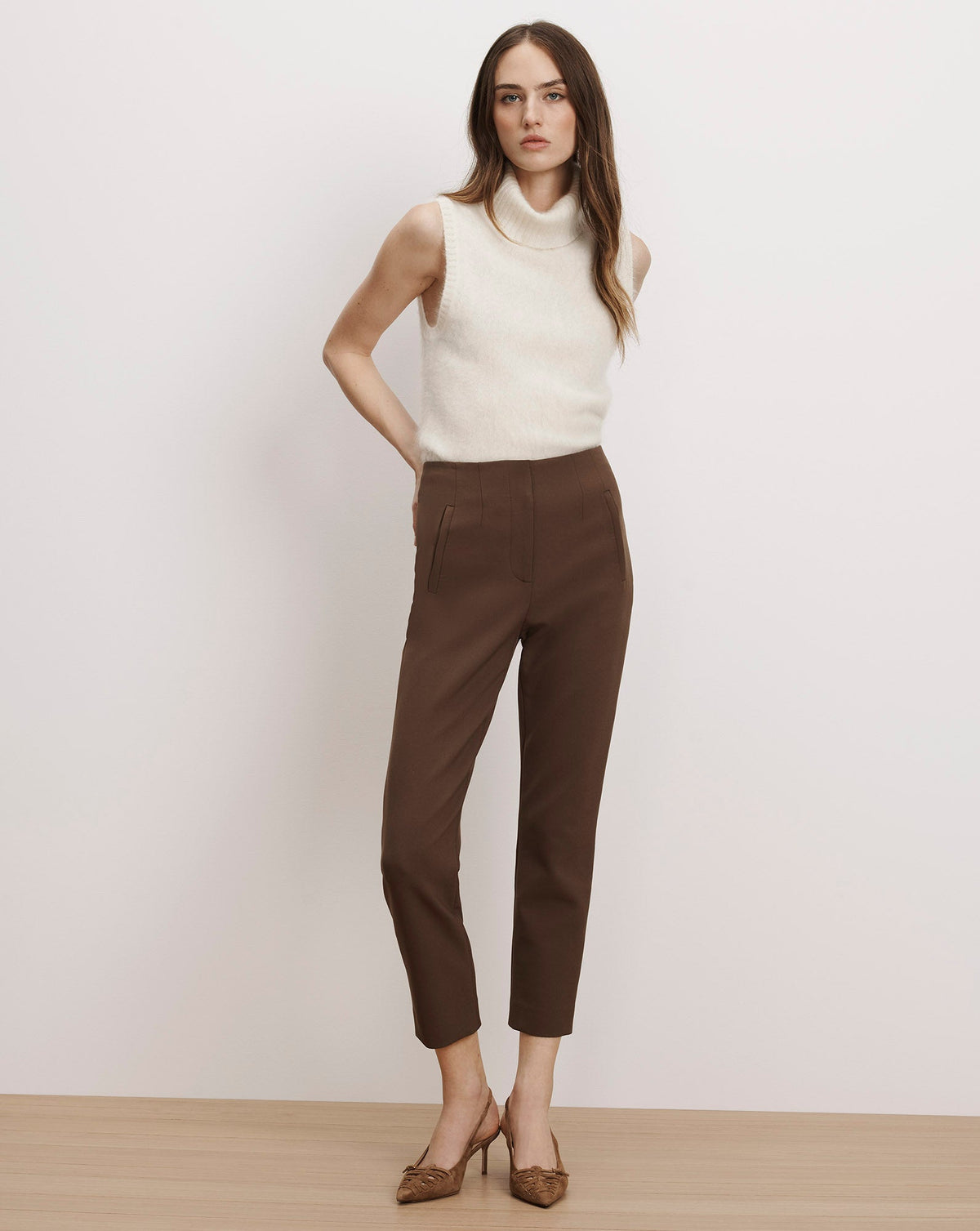 Veronica Beard | Rashida Woven Slingback Heel in Chestnut Chestnut