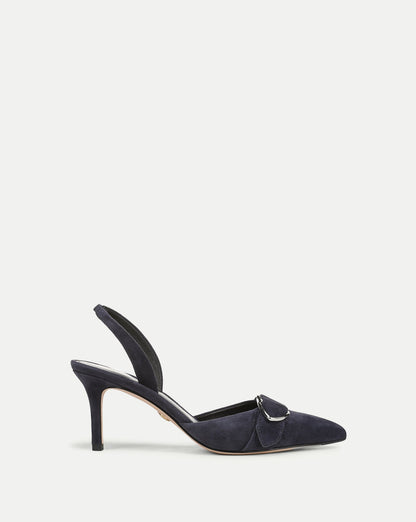 Veronica Beard | Loralyn Slingback Buckle Heel in Navy Navy