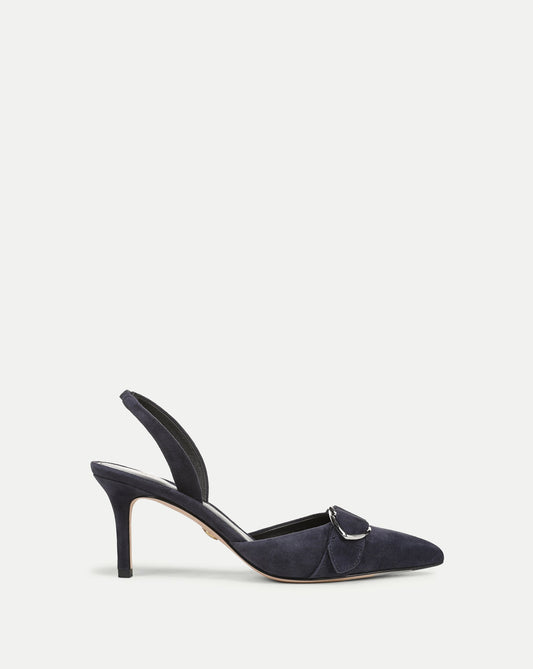 Veronica Beard | Loralyn Slingback Buckle Heel in Navy Navy
