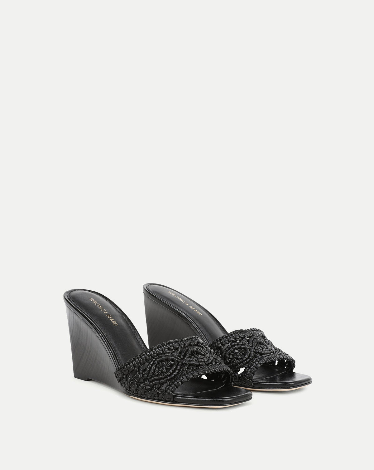 Veronica Beard | Ellen Macrame Wedge Sandal in Black Black