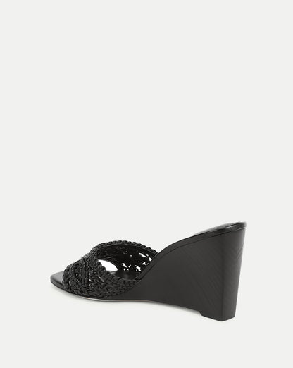 Veronica Beard | Ellen Macrame Wedge Sandal in Black Black