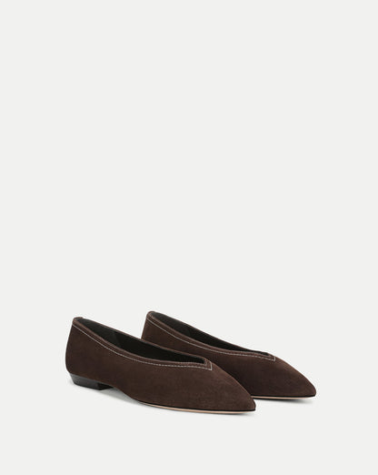 Veronica Beard | Bancroft Suede Flat in Espresso Espresso