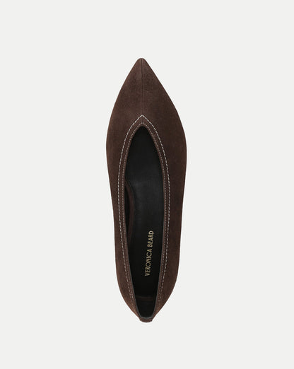 Veronica Beard | Bancroft Suede Flat in Espresso Espresso