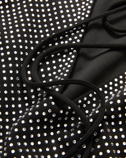 Veronica Beard | Pascal Crystal Embellished Long-Sleeve Mini Dress in Black Black