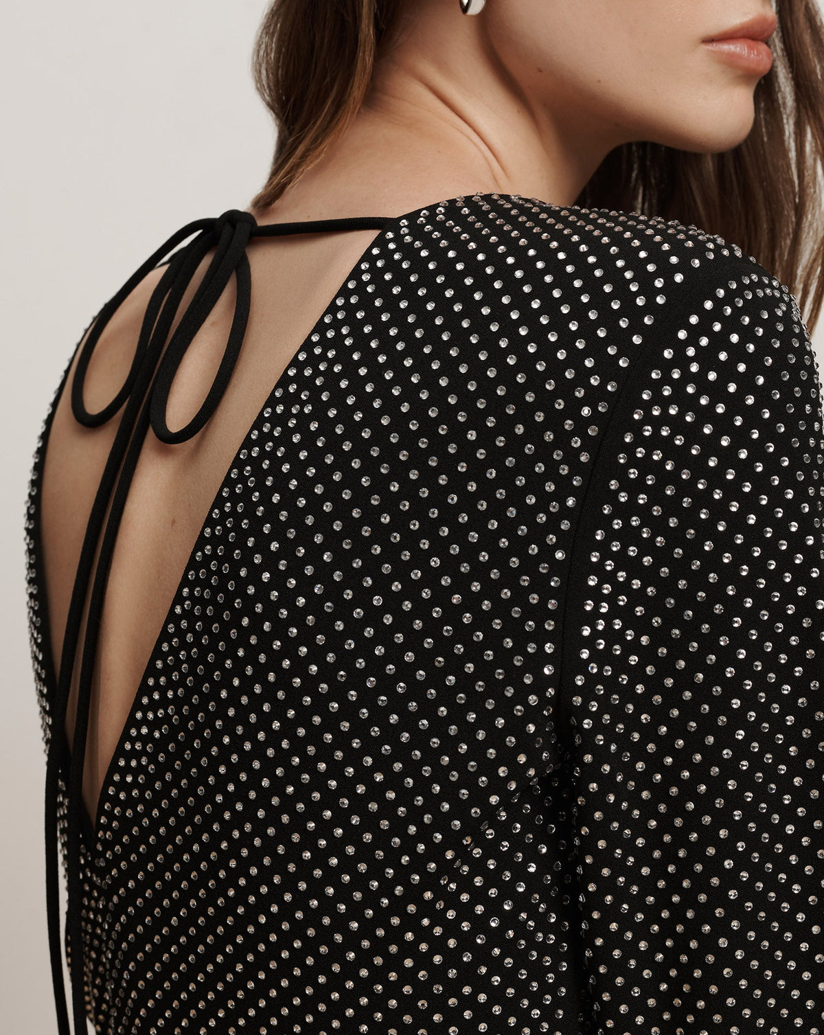 Veronica Beard | Pascal Crystal Embellished Long-Sleeve Mini Dress in Black Black