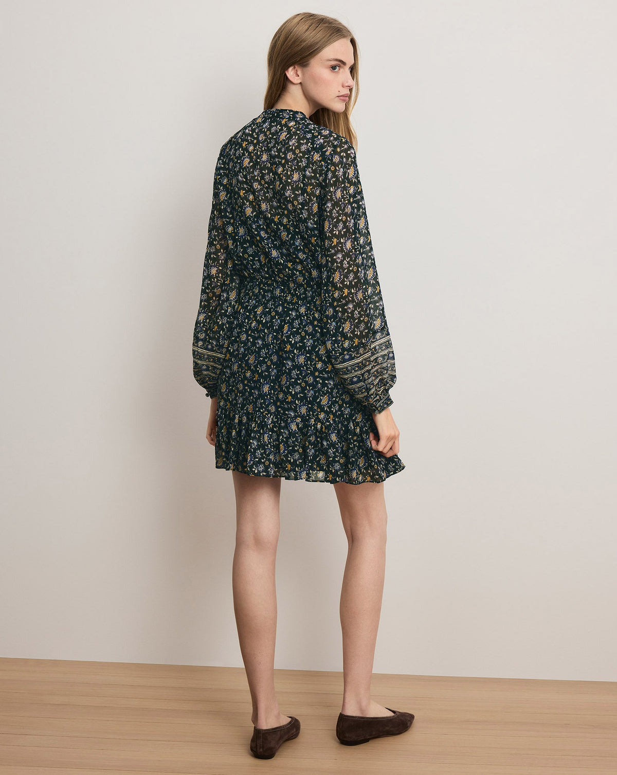 Veronica Beard | Mirabel Silk Mini Dress in Dark Hunter Green Multi Dark Hunter Green Multi