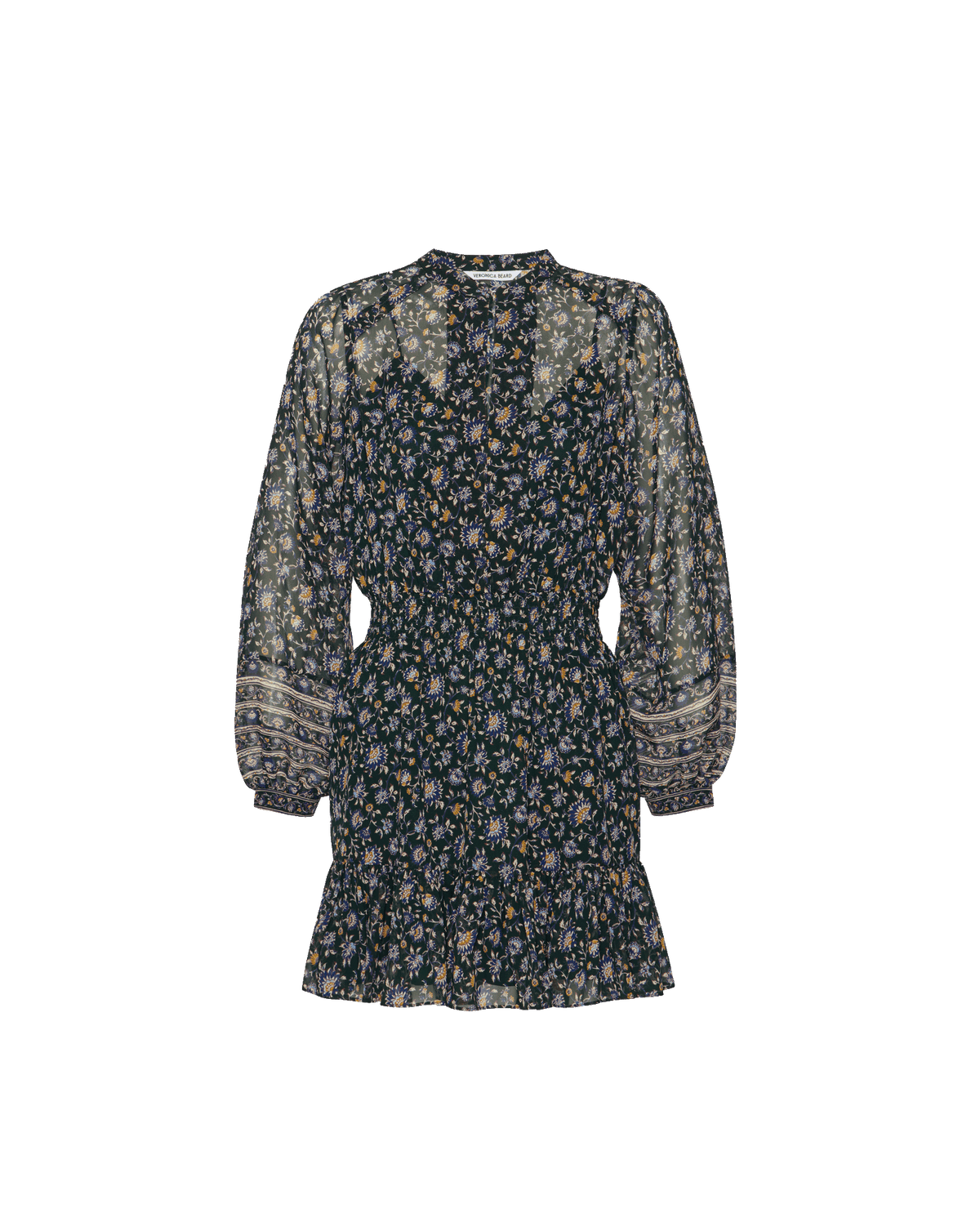 Veronica Beard | Mirabel Silk Mini Dress in Dark Hunter Green Multi Dark Hunter Green Multi