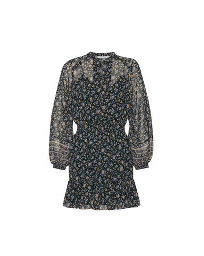 Veronica Beard | Mirabel Silk Mini Dress in Dark Hunter Green Multi Dark Hunter Green Multi