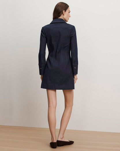 Veronica Beard | Raymond Denim Mini Dress in Dark Midnight Wash Midnight Wash