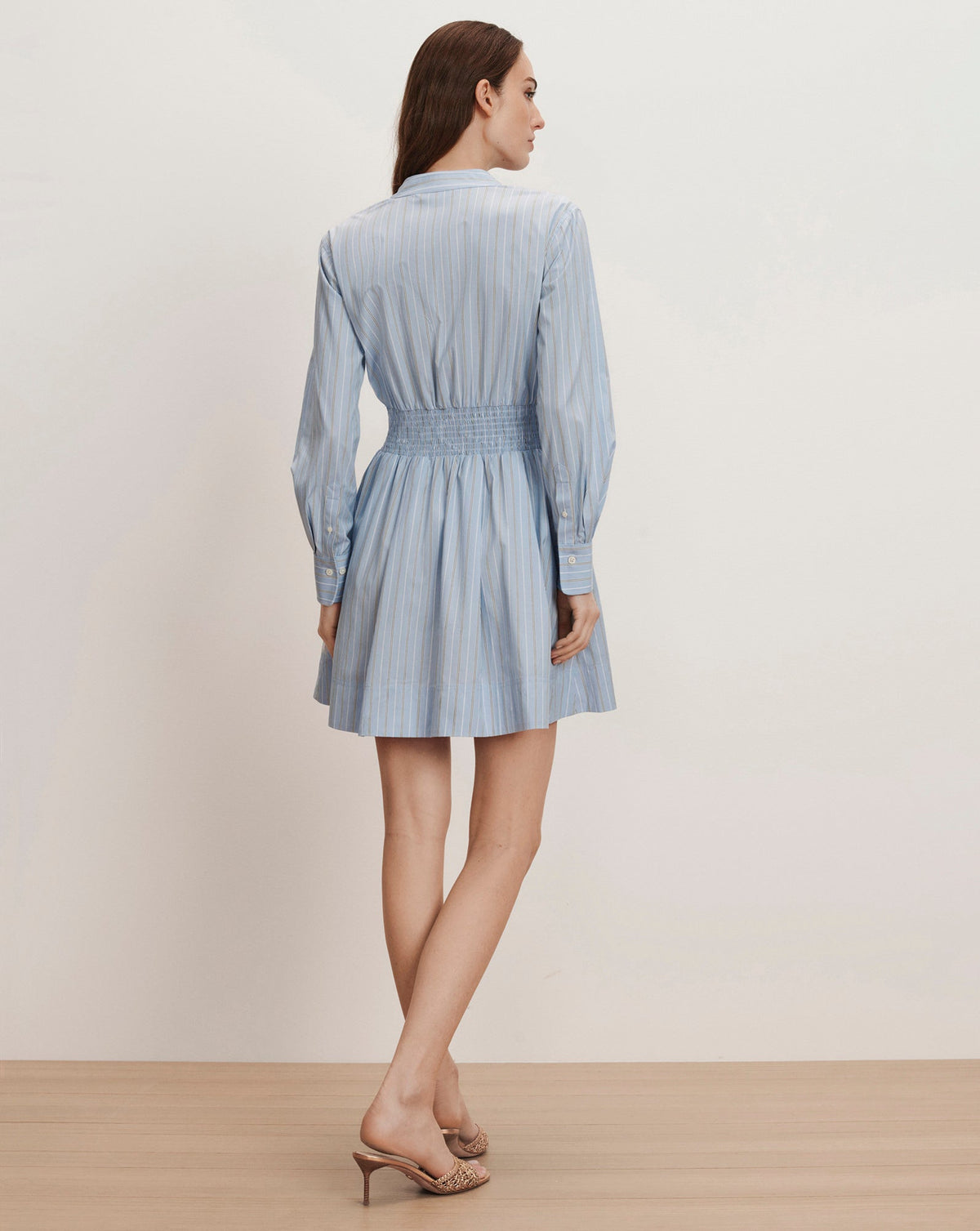 Veronica Beard | Schor Striped Mini Shirtdress in Ice Blue Multi Ice Blue Multi