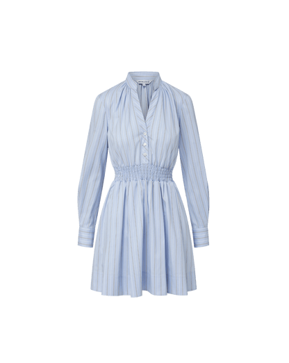 Veronica Beard | Schor Striped Mini Shirtdress in Ice Blue Multi Ice Blue Multi