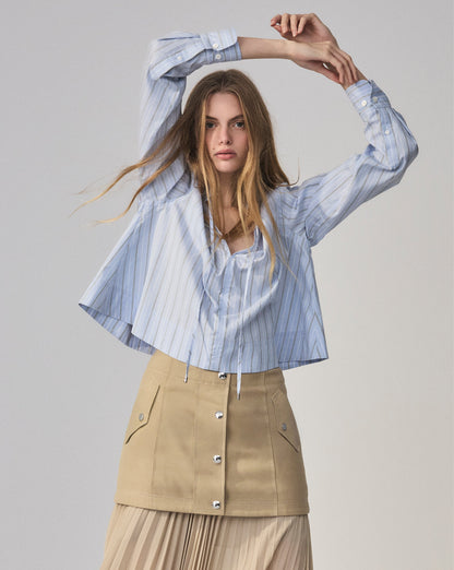 Veronica Beard | Kaits Striped Blouse in Ice Blue Multi Ice Blue Multi