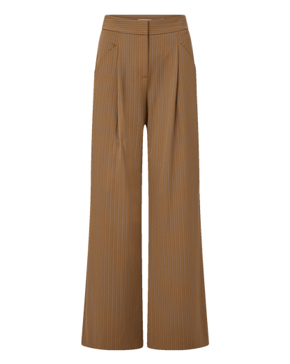 Veronica Beard | Rimini Wide-Leg Pant in Brown Pinstripe Malt Multi Malt Multi