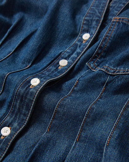 Veronica Beard | Arcadia Denim Midi Shirtdress in City Stroll Dark Blue City Stroll