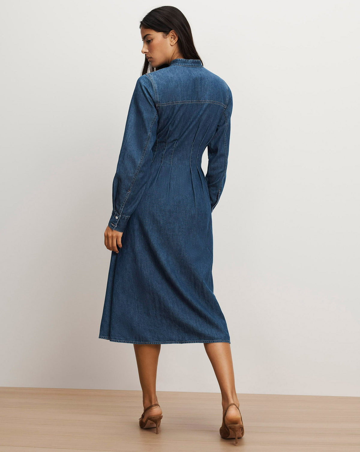 Veronica Beard | Arcadia Denim Midi Shirtdress in City Stroll Dark Blue City Stroll