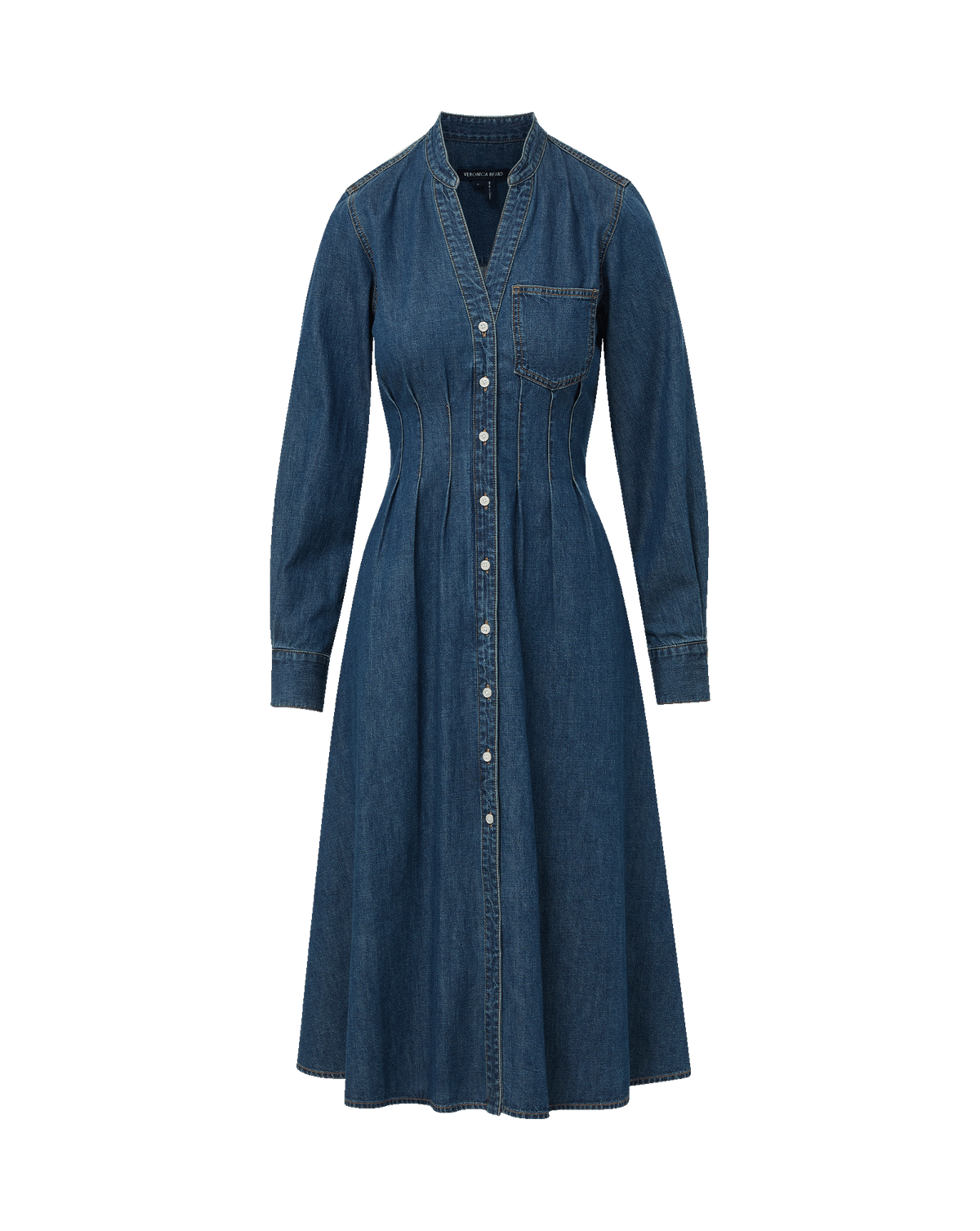 Veronica Beard | Arcadia Denim Midi Shirtdress in City Stroll Dark Blue City Stroll