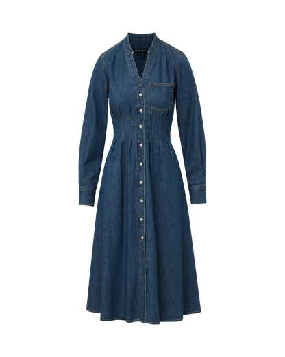 Veronica Beard | Arcadia Denim Midi Shirtdress in City Stroll Dark Blue City Stroll