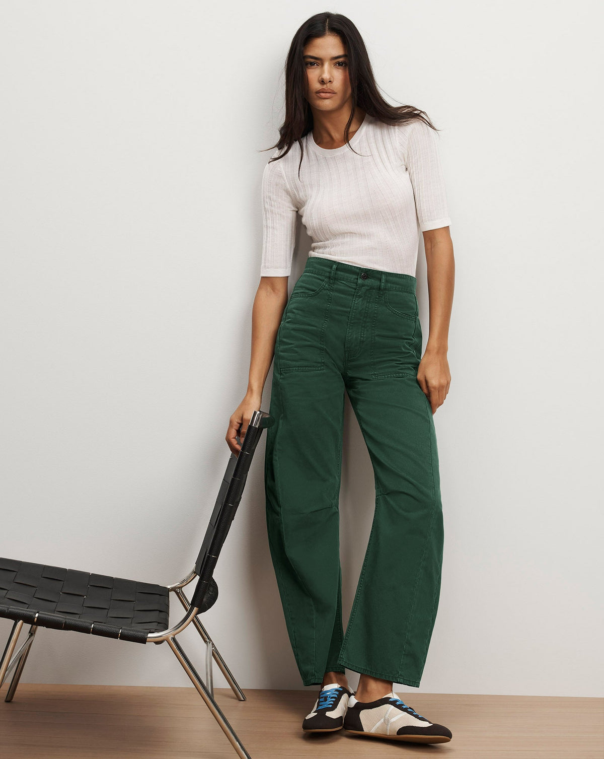 Veronica Beard | Sloan Barrel Pant in Dark Hunter Green Dark Hunter Green