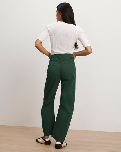 Veronica Beard | Sloan Barrel Pant in Dark Hunter Green Dark Hunter Green