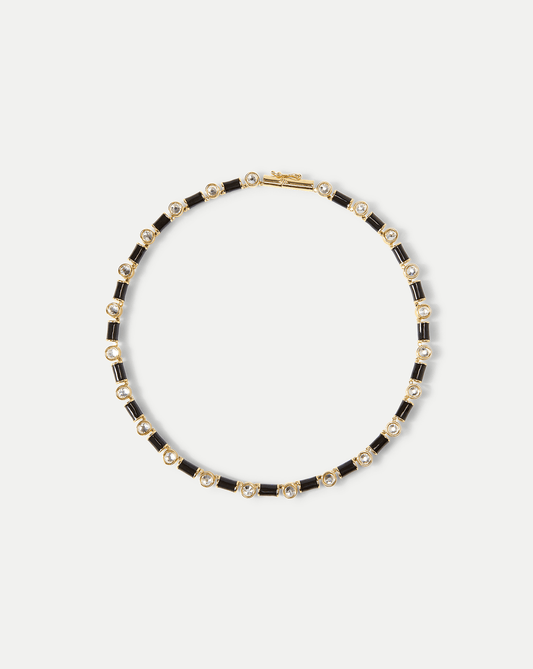 Veronica Beard | Black Enamel and Crystal Barrel Necklace in Black Black