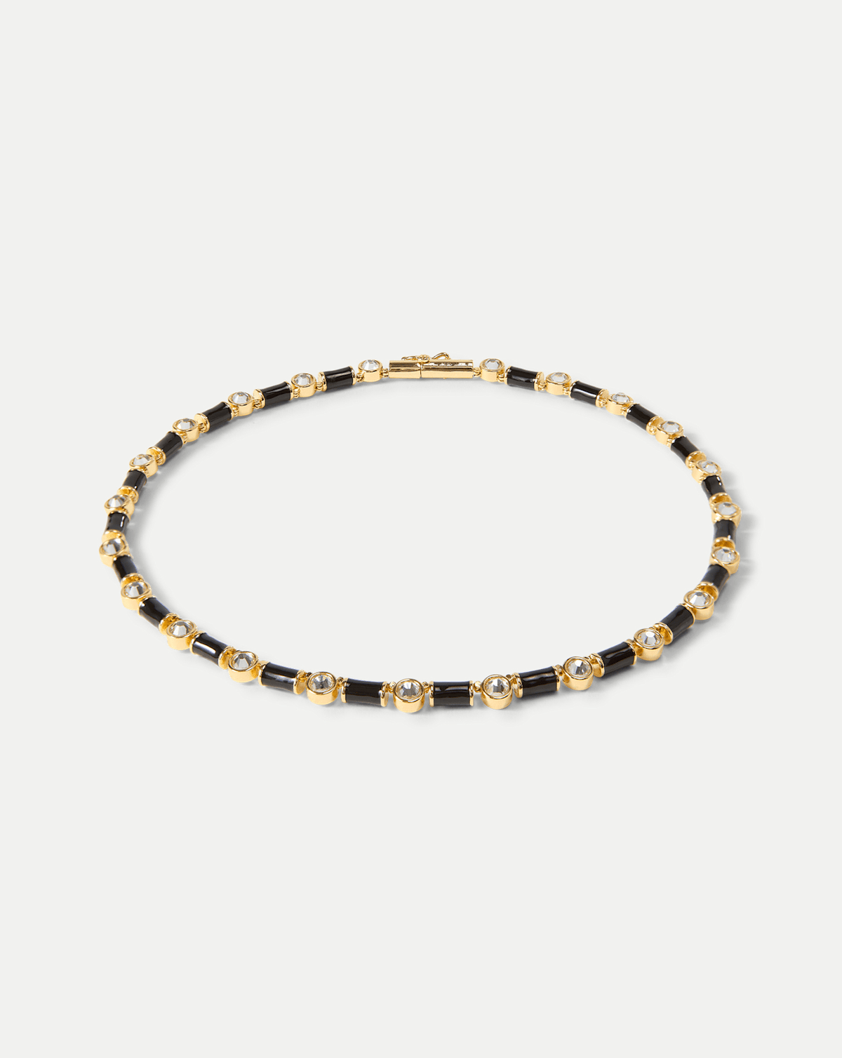 Veronica Beard | Black Enamel and Crystal Barrel Necklace in Black Black