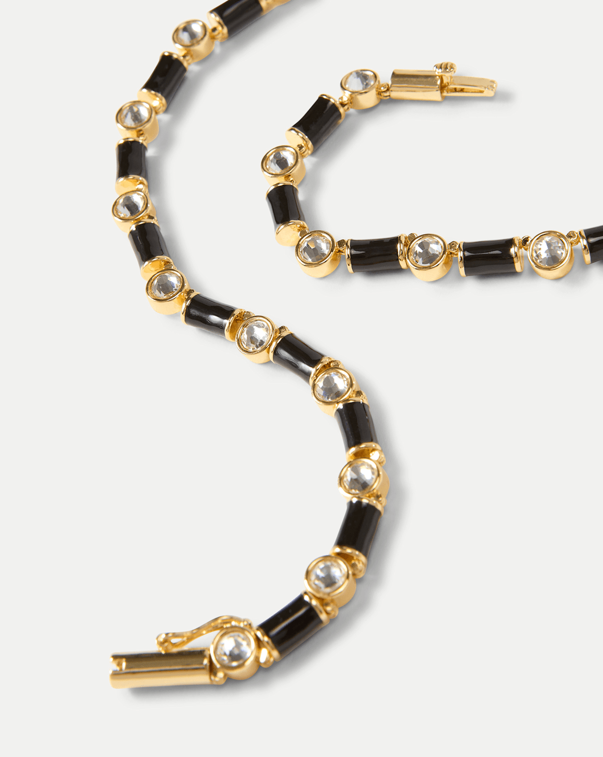 Veronica Beard | Black Enamel and Crystal Barrel Necklace in Black Black