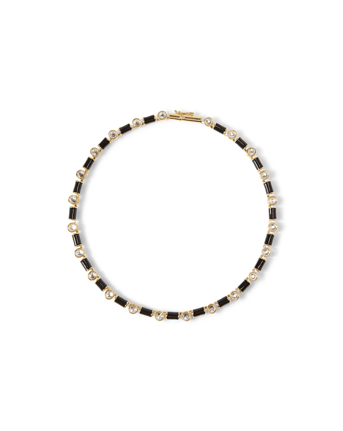 Veronica Beard | Black Enamel and Crystal Barrel Necklace in Black Black