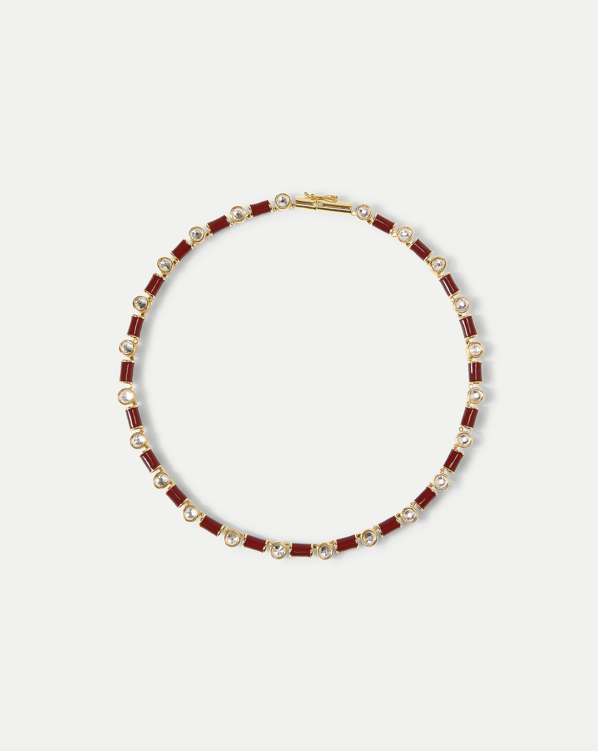 Veronica Beard | Burgundy Enamel and Crystal Barrel Necklace Burgundy