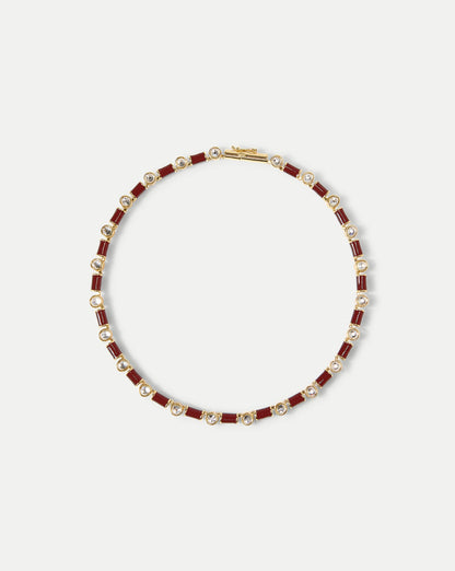 Veronica Beard | Burgundy Enamel and Crystal Barrel Necklace Burgundy