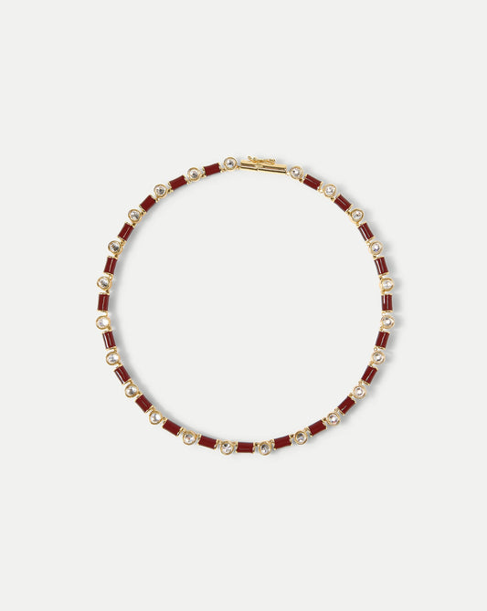 Veronica Beard | Burgundy Enamel and Crystal Barrel Necklace Burgundy