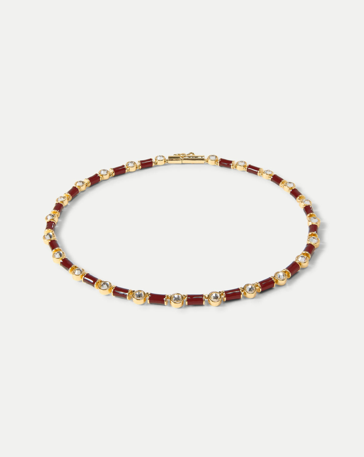 Veronica Beard | Burgundy Enamel and Crystal Barrel Necklace Burgundy