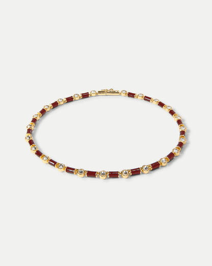 Veronica Beard | Burgundy Enamel and Crystal Barrel Necklace Burgundy